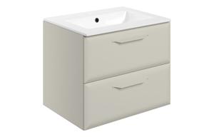 Stafford 615mm Wall Hung 2 Drawer Basin Unit w/1TH Basin - Matt Latte